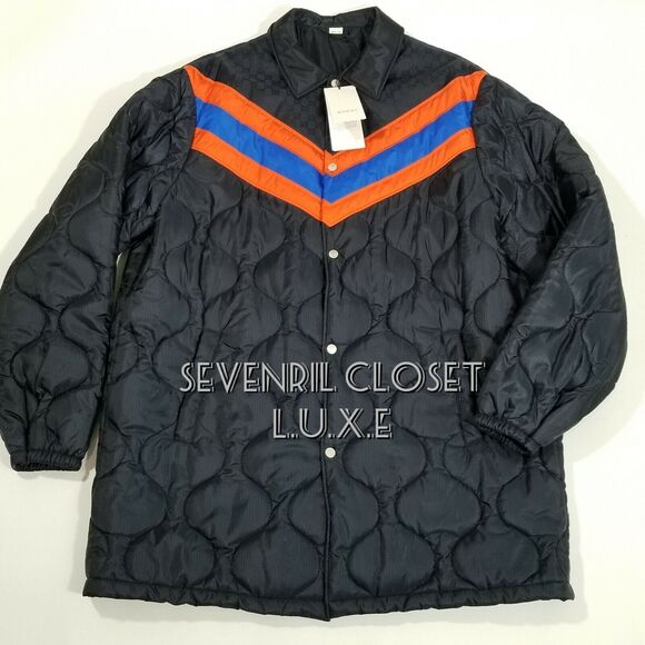 GUCCI GG 54 EU/ XL US Zaboo Ripstop Lightweight Quilted Chevron Jacket NWT $2800 - Picture 4 of 11